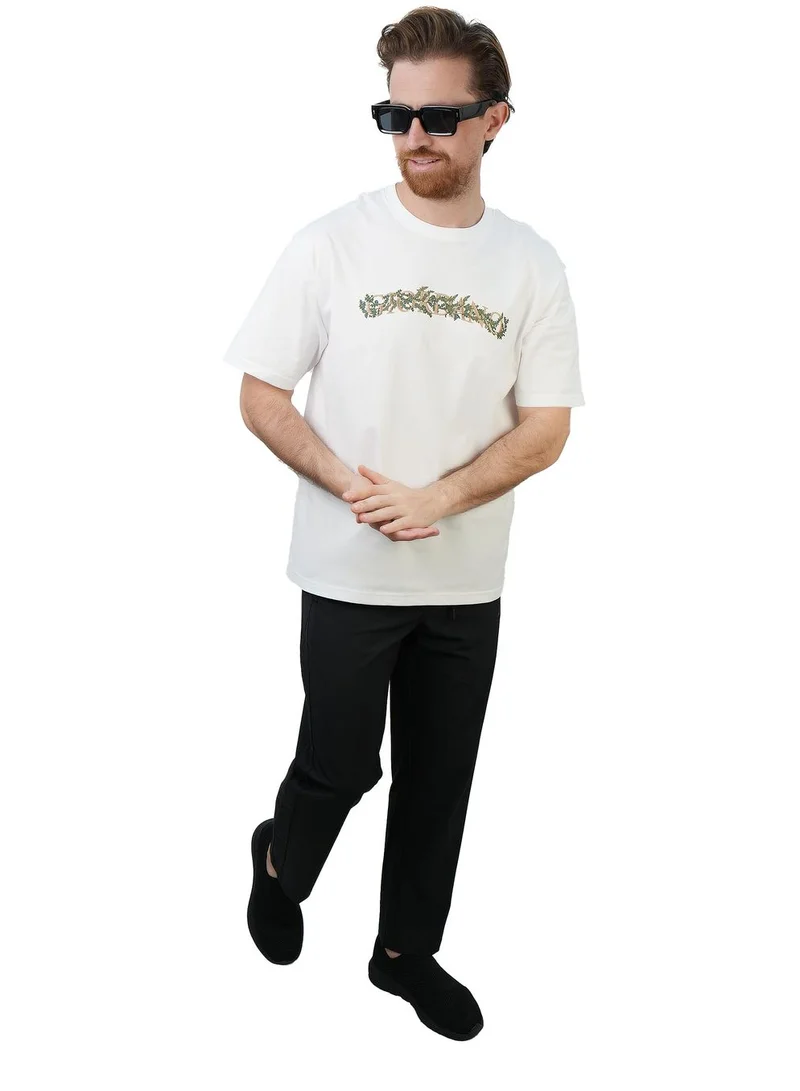 جيوردانو تيشيرت قطني مريح بطبعة للرجال